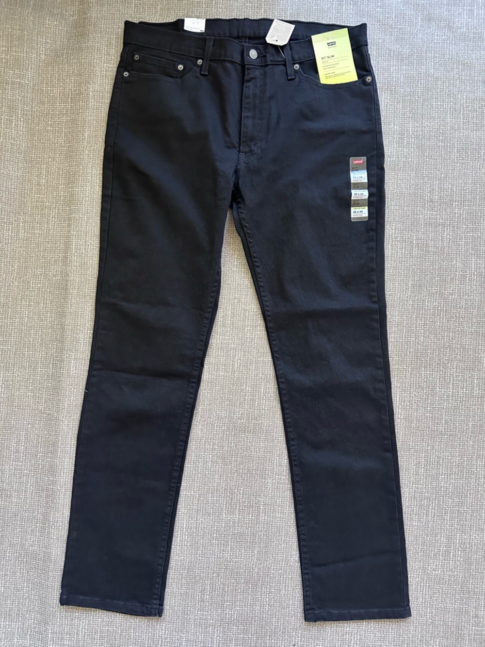 Levi’s Flex 511 Men’s Tall Slim Jeans Black Stretch Denim 36x34 NWT